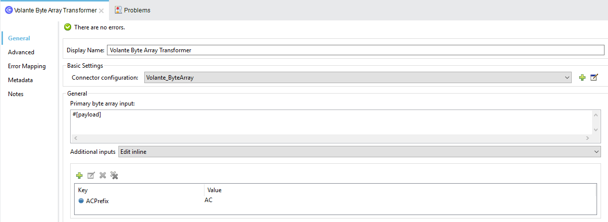 Volante ByteArray Inputs